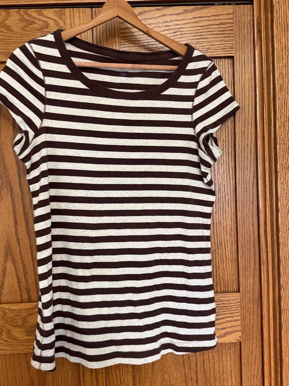 GAP Maternity Brown & Cream Striped Short Sleeve Tee